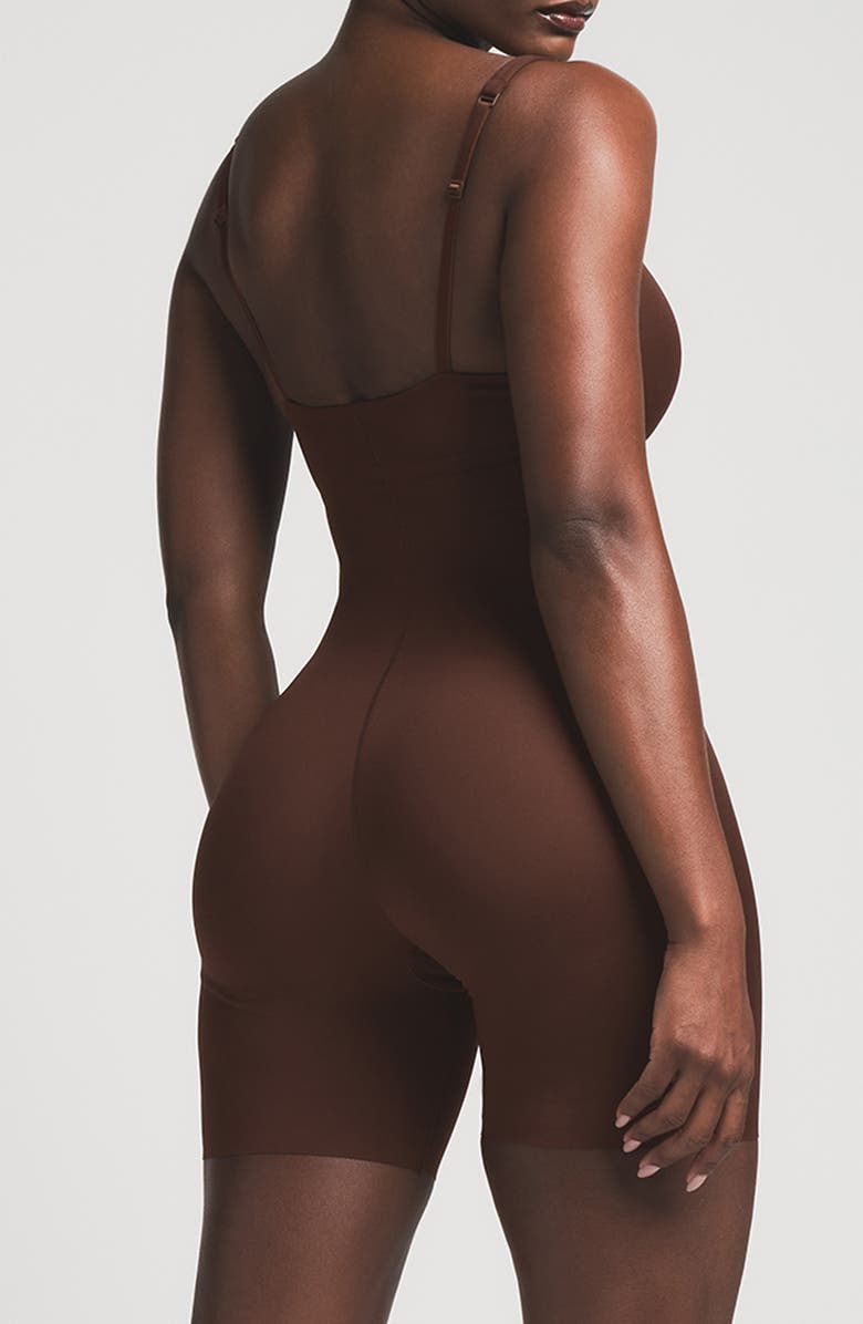 SKIMS Ultimate Body Push-Up Enhancing Padded Midthigh Bodysuit, Alternate, color, Cocoa