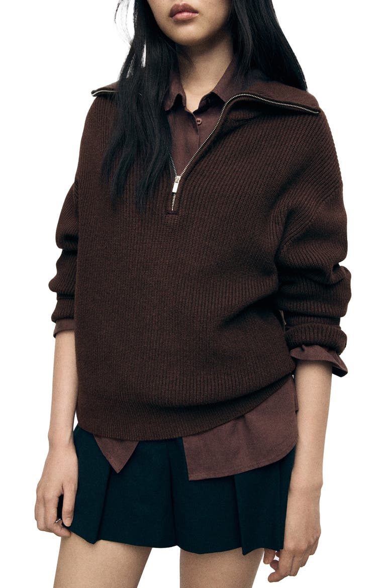 Half Zip Sweater, Main, color, CHOCOLATE