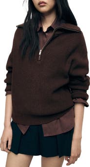 MANGO Half Zip Sweater