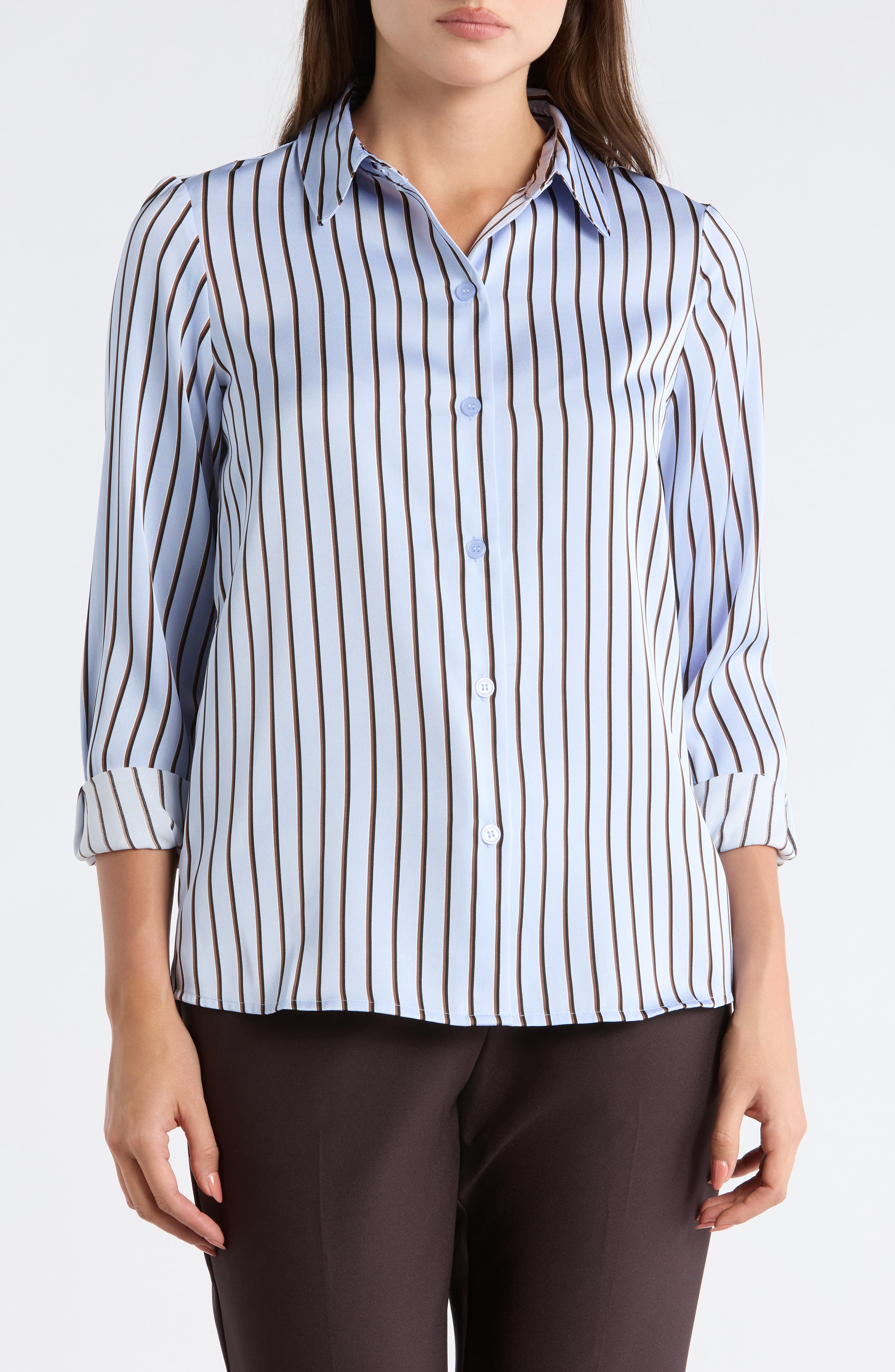 Lux Satin Button-Up Shirt - image 3