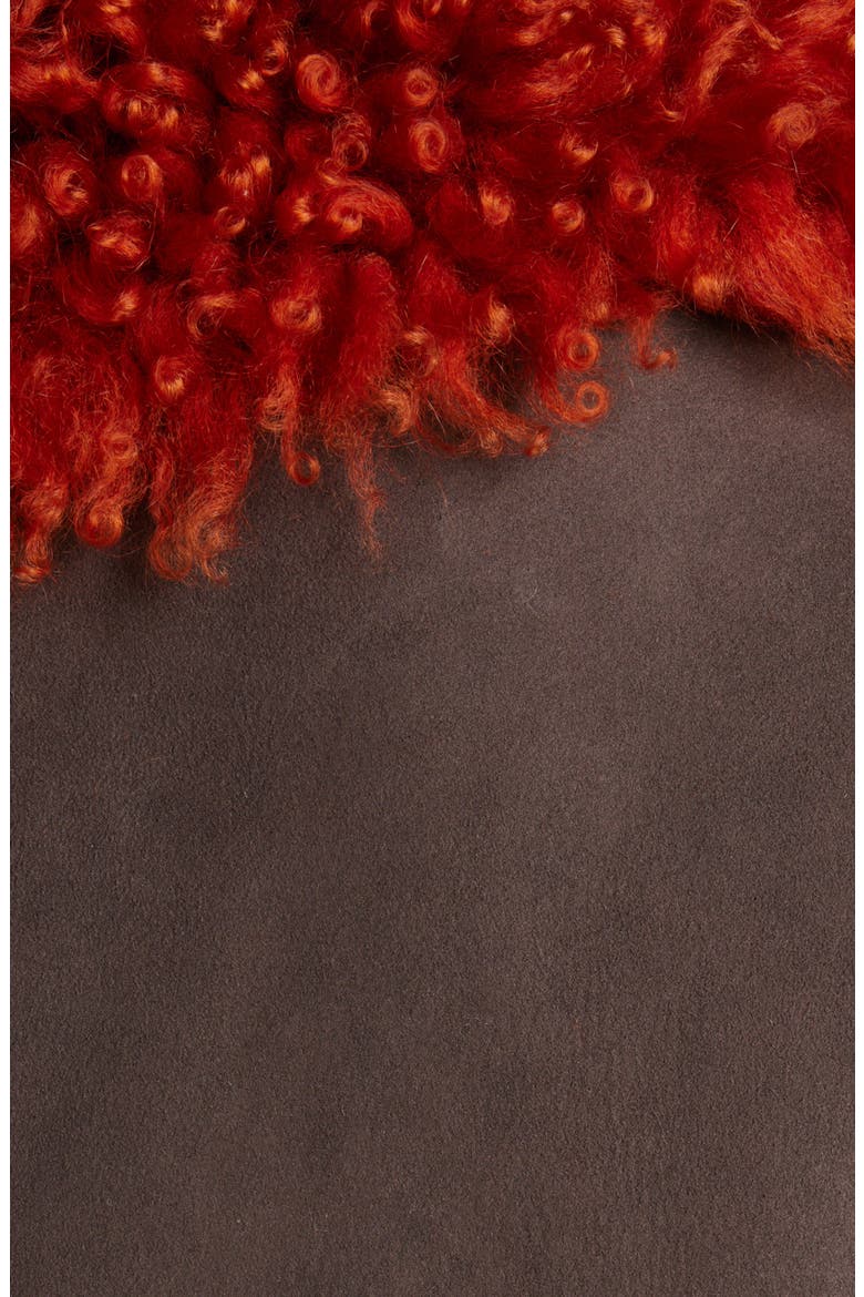 Lakia Suede & Genuine Shearling Wrap Jacket, Alternate, color, RUST ORANGE