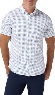 Mizzen+Main Halyard Trim Fit Square Print Short Sleeve Performance Button-Up Shirt