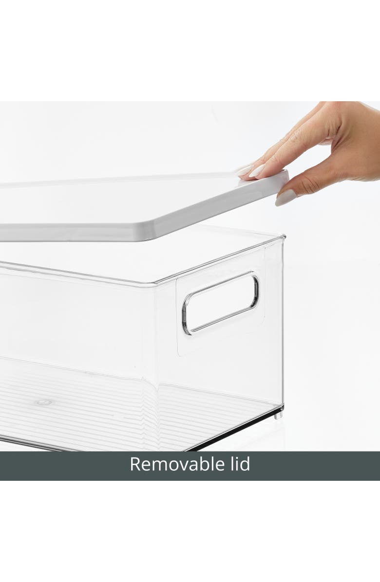 mDesign Plastic Storage Bin Box Container, Lid and Handles, 4 Pack, Clear/White, Alternate, color, Clear White