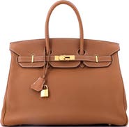 Pre-Owned Hermes Birkin Handbag Brown Togo with Gold Hardware 35