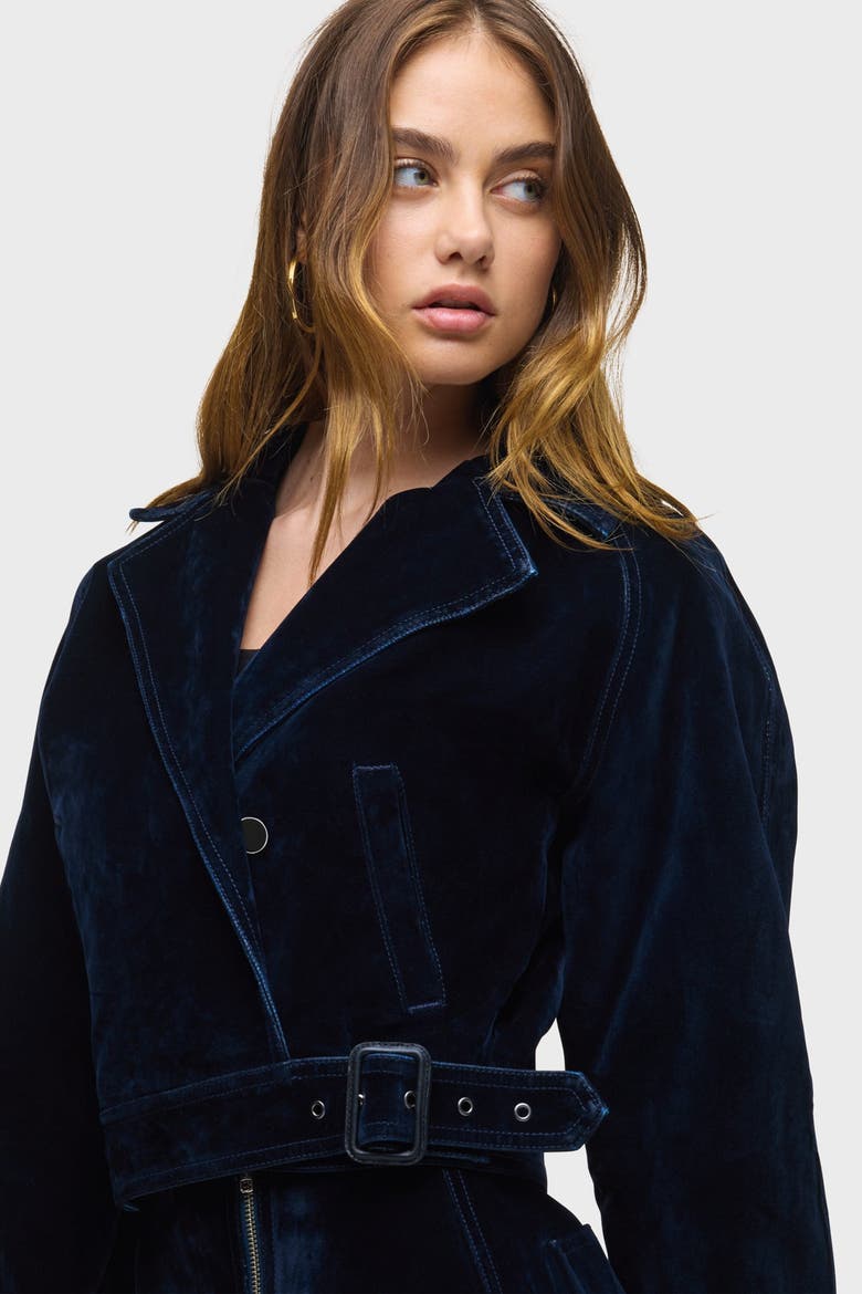 Raglan Moto Jacket, Alternate, color, Indigo Flocking