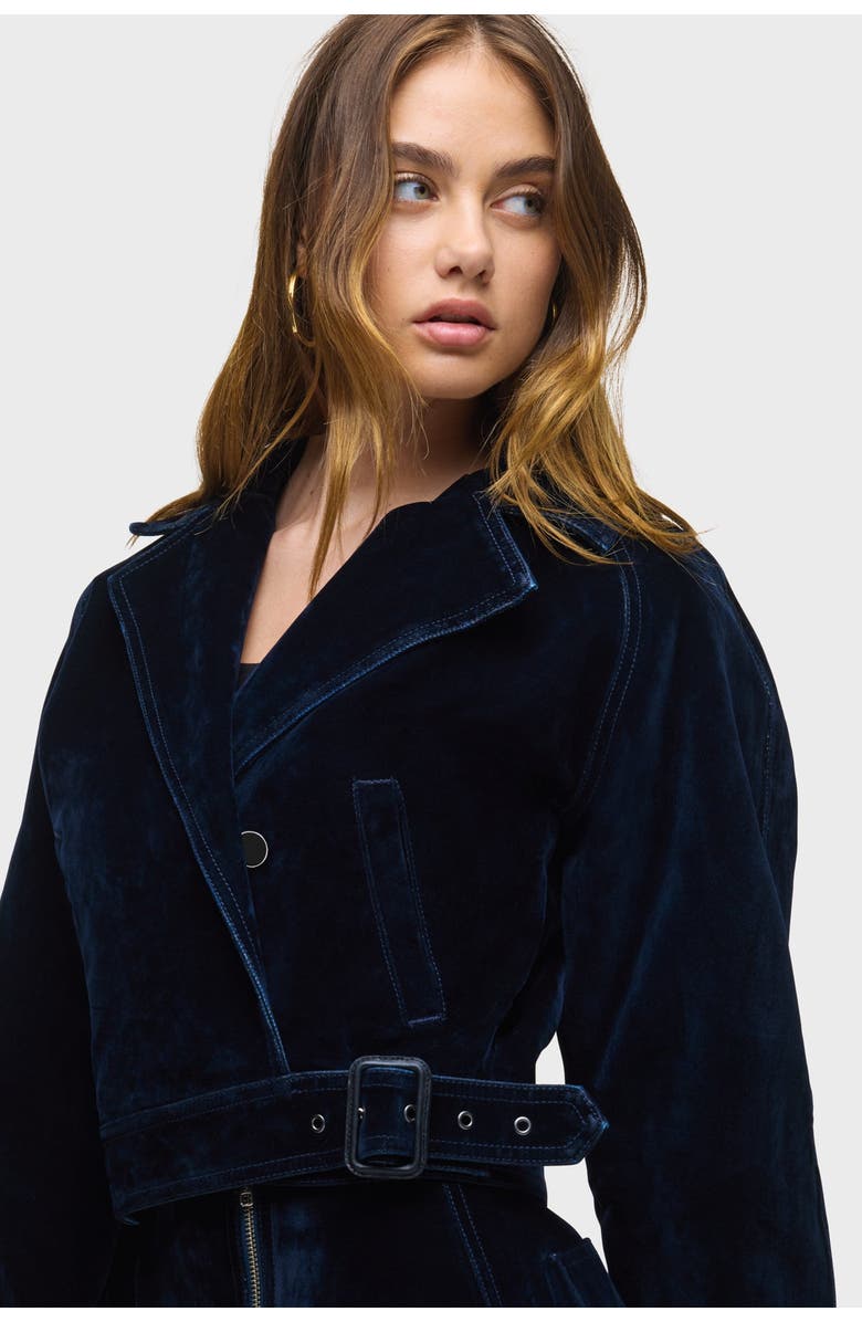 Hudson Jeans Raglan Moto Jacket, Alternate, color, Indigo Flocking