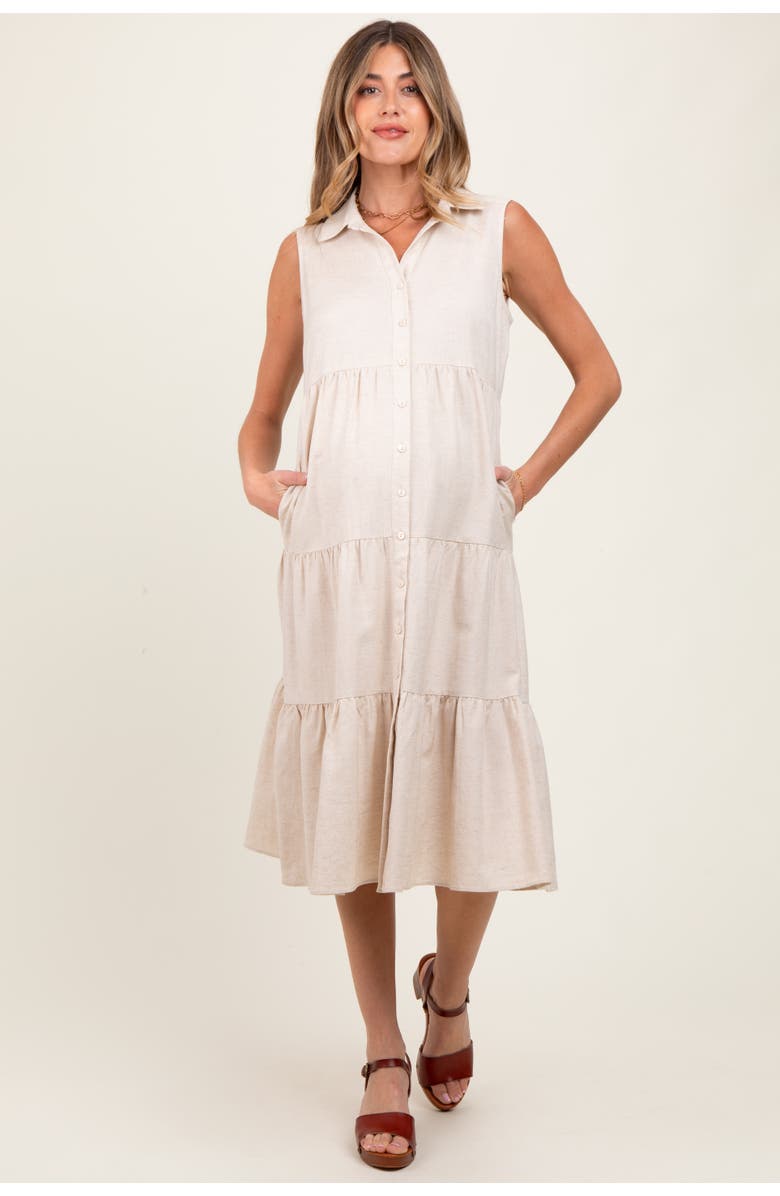 PinkBlush Tiered Sleeveless Midi Shirt Dress, Alternate, color, 
