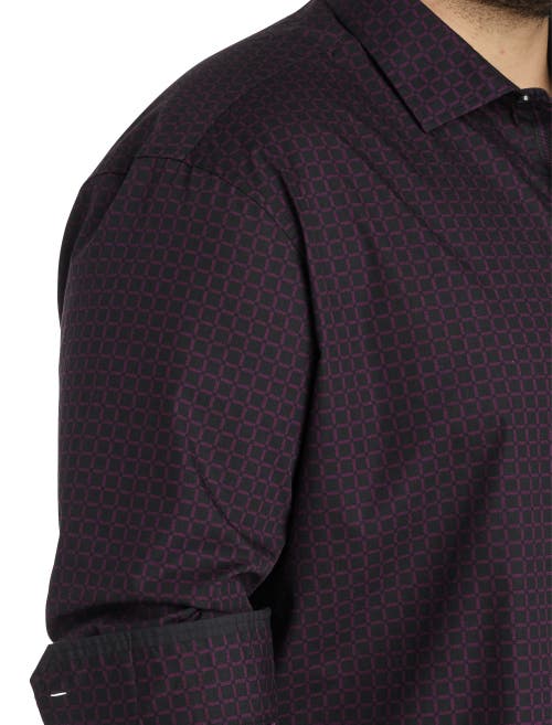 Synrgy By Dxl Big & Tall Check Sport Shirt In Black Purple