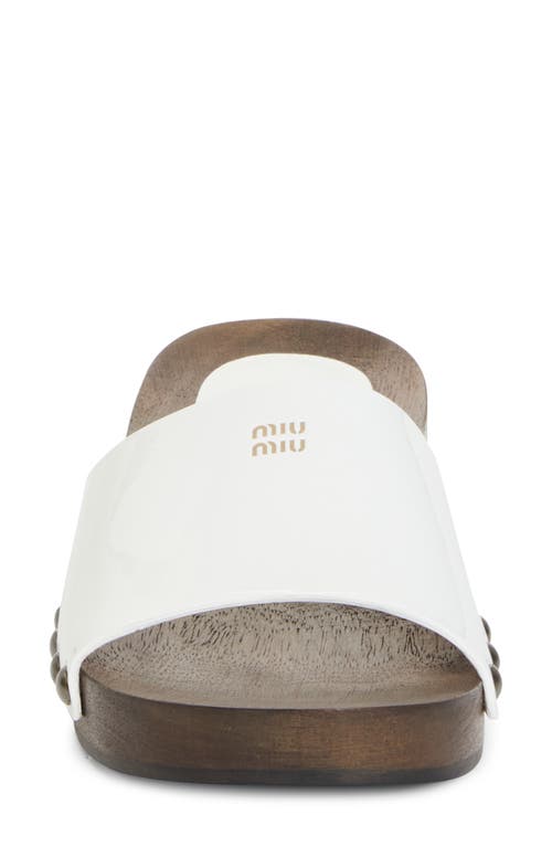 Shop Miu Miu Clog Slide Sandal In Bianco