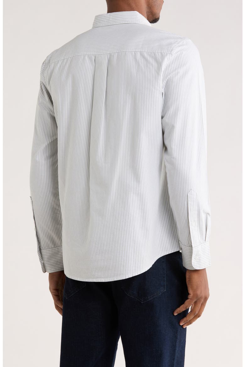 Stripe Cotton Oxford Button-Down Shirt, Alternate, color, WHITE- GREEN BENGAL STRIPE