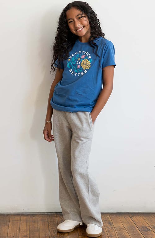 Mightly Kids Cozy Organic Cotton Wide Leg Fleece Pants In Gray