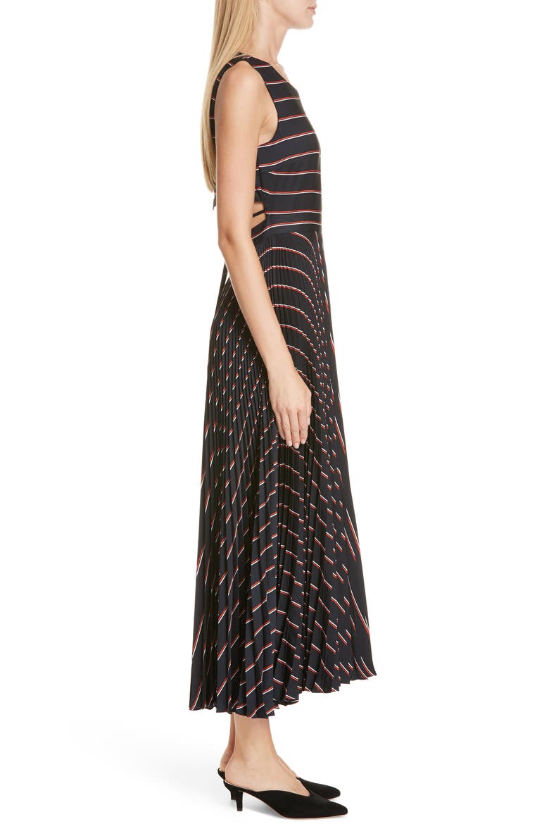 Halle Stripe Midi Dress, Alternate, color, NAVY/ PINK/ ORANGE