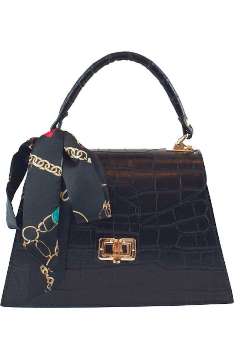 Persaman New York Croc Embossed Satchel Bag, Main, color,