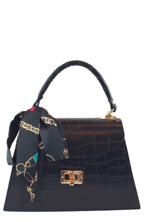 Croc Embossed Satchel Bag