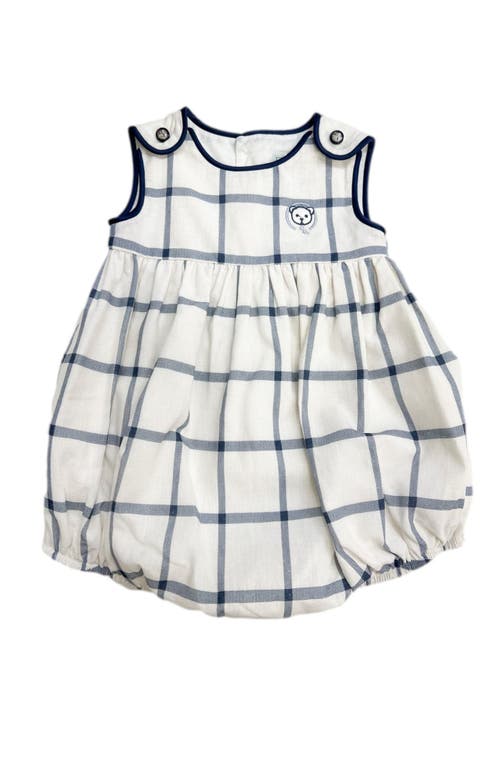 Petite Maison Kids Checkered Linen Baby Boy Romper in Navy Checkered  product