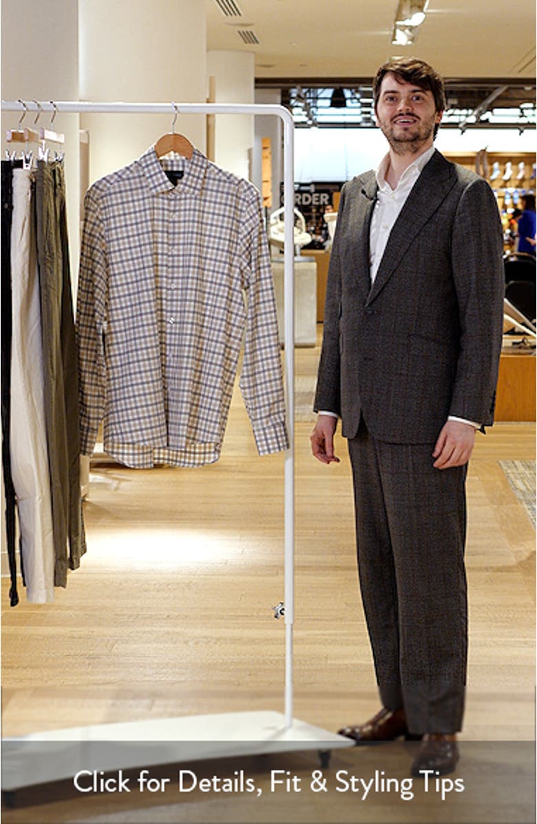 Regular Fit Check Mélange Cotton Gingham Button-Up Shirt, sales video thumbnail