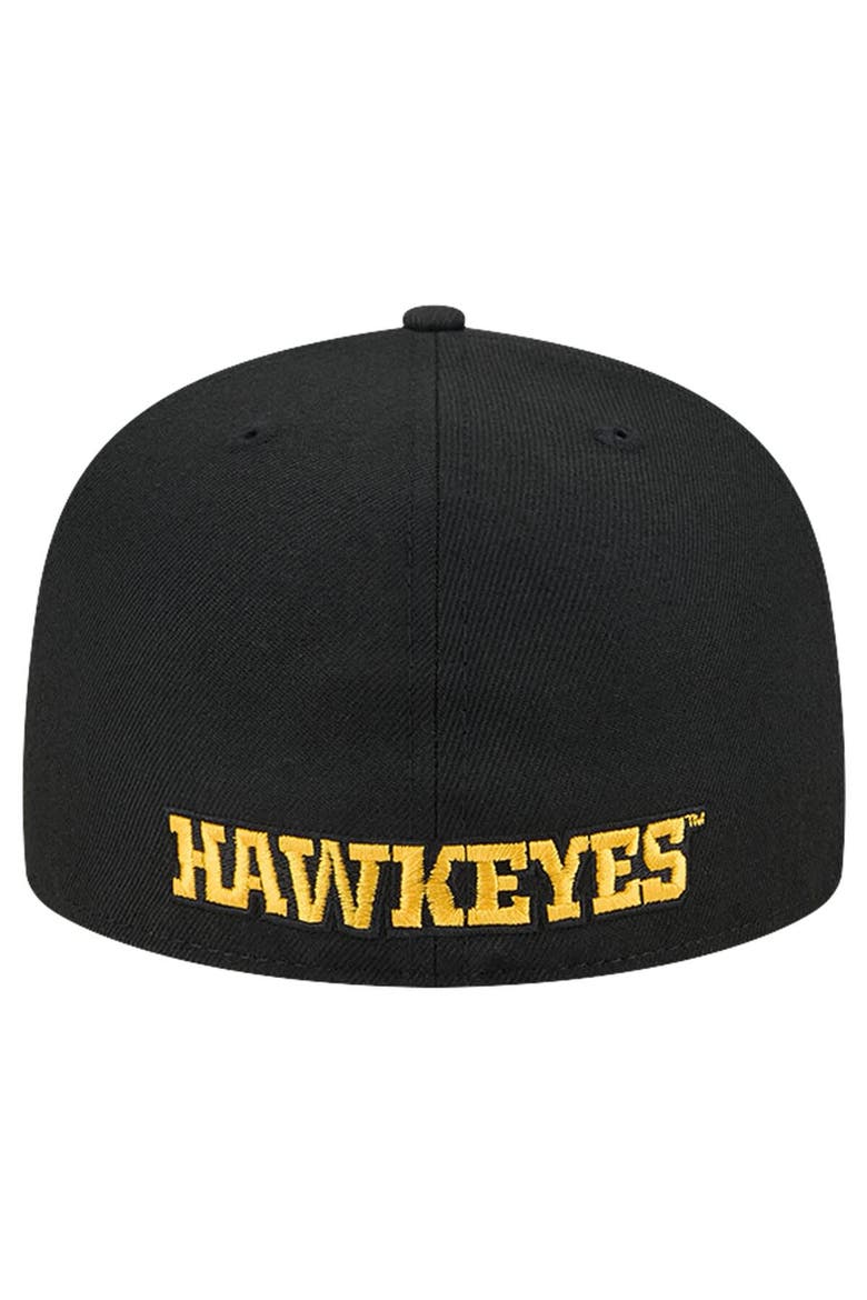 Men's New Era Black  Iowa Hawkeyes Throwback 59FIFTY Fitted Hat, Alternate, color, Black