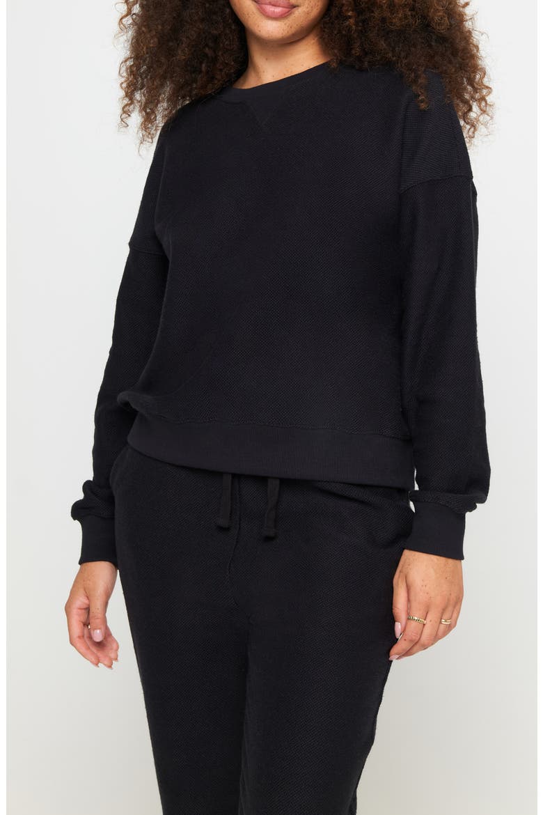 Andi Waffle Fleece Sweatshirt, Main, color, VINTAGE BLACK