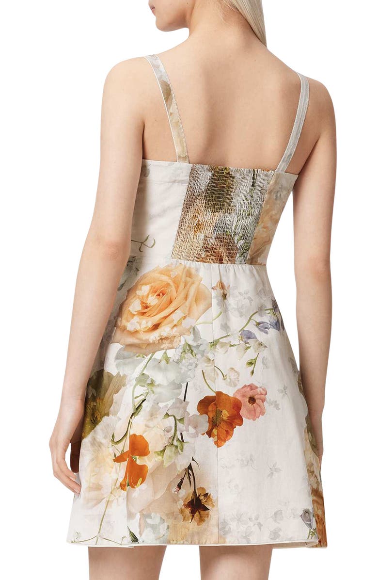 AllSaints Char Floral Print Minidress, Alternate, color, Haze White