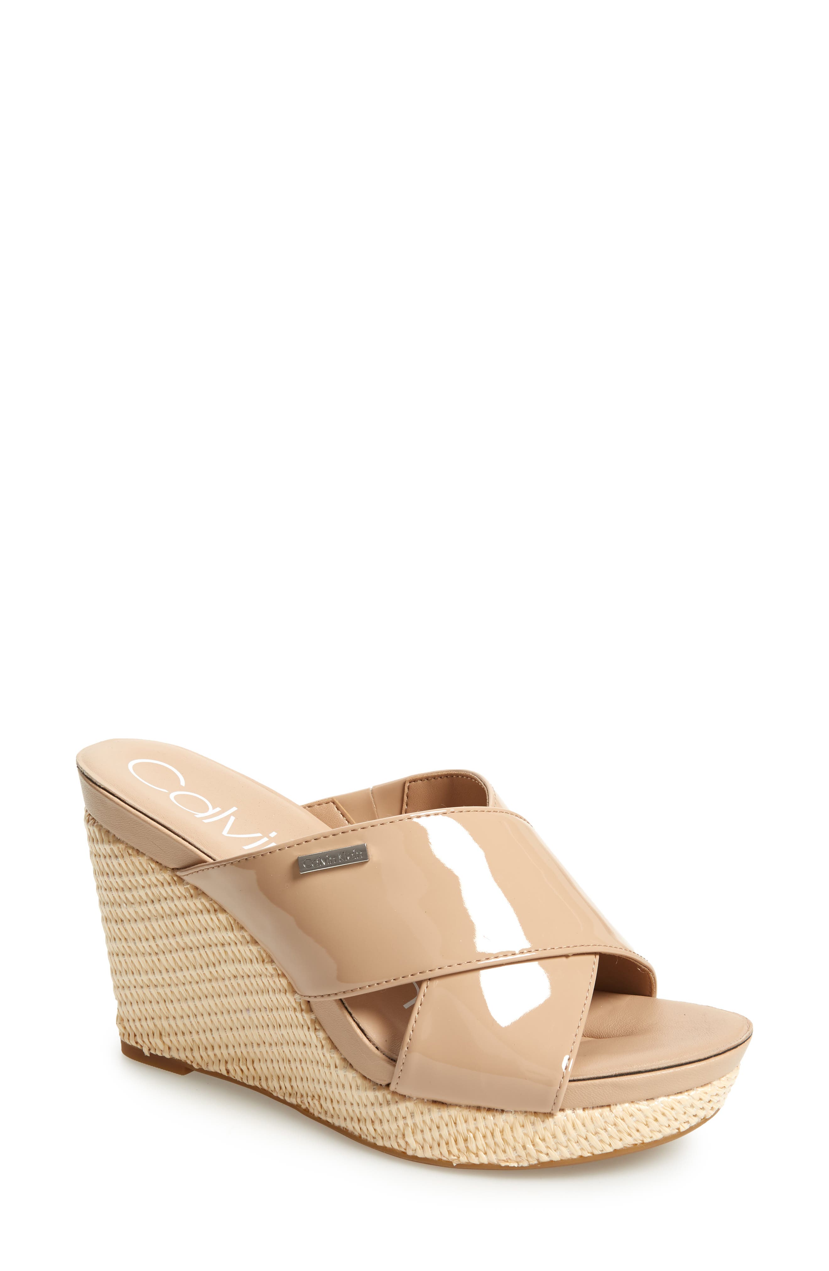 Jacolyn Wedge Slide Sandal, Main, color, DESERT SAND LEATHER