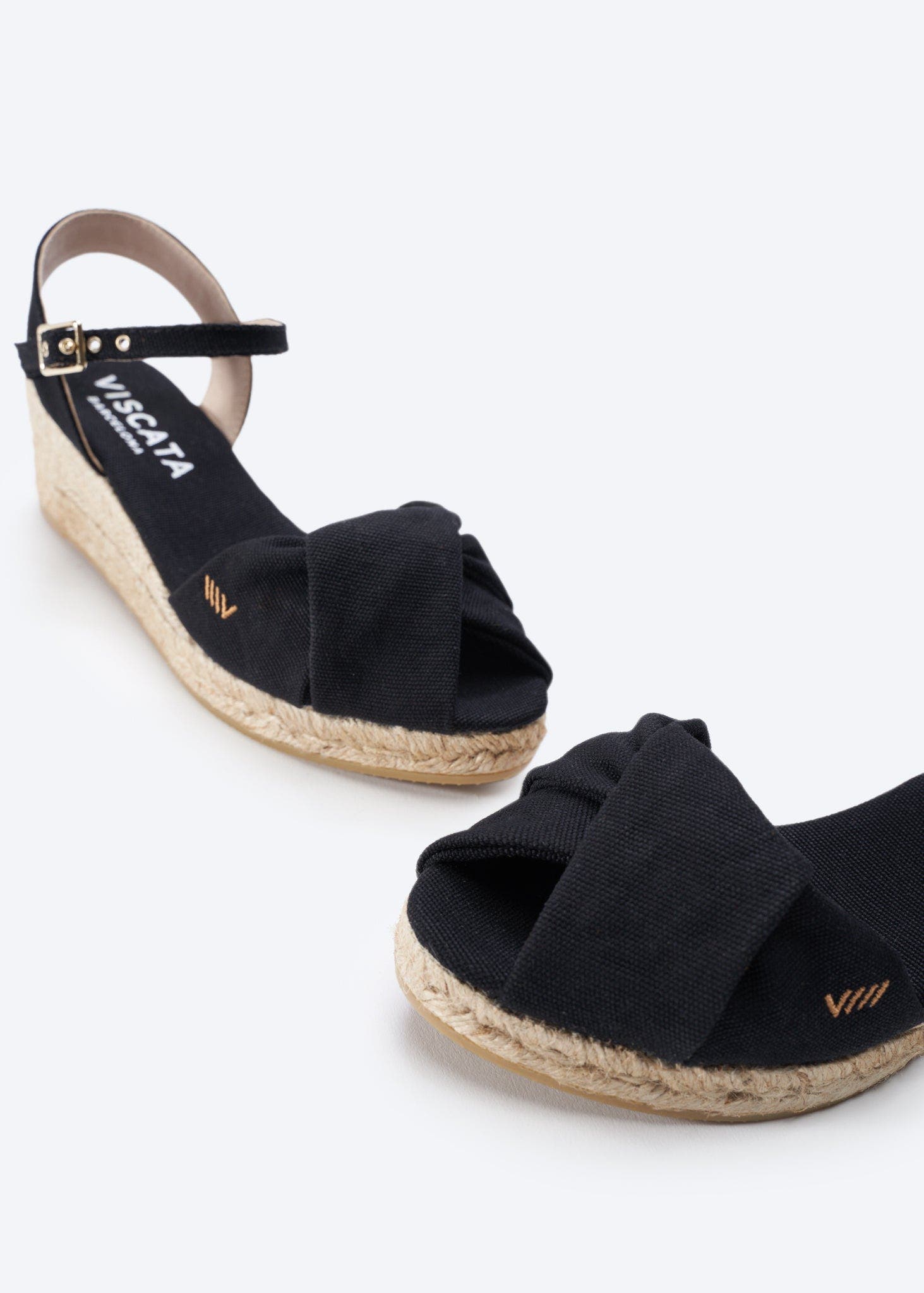 VISCATA Farella Canvas Espadrille Sandal Wedges, Alternate, color, Black