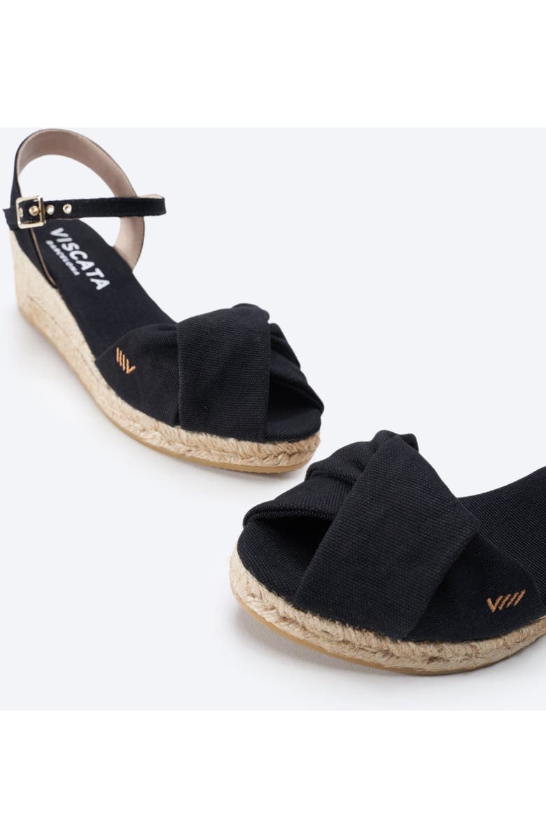 VISCATA Farella Canvas Espadrille Sandal Wedges, Alternate, color, Black