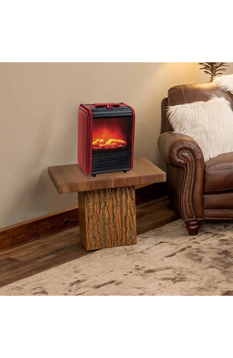Optimus Electric Flame Effect Mini Fireplace Heater, Alternate, color, Red