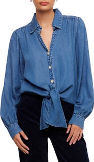 Karen Kane Tie Front Denim Top