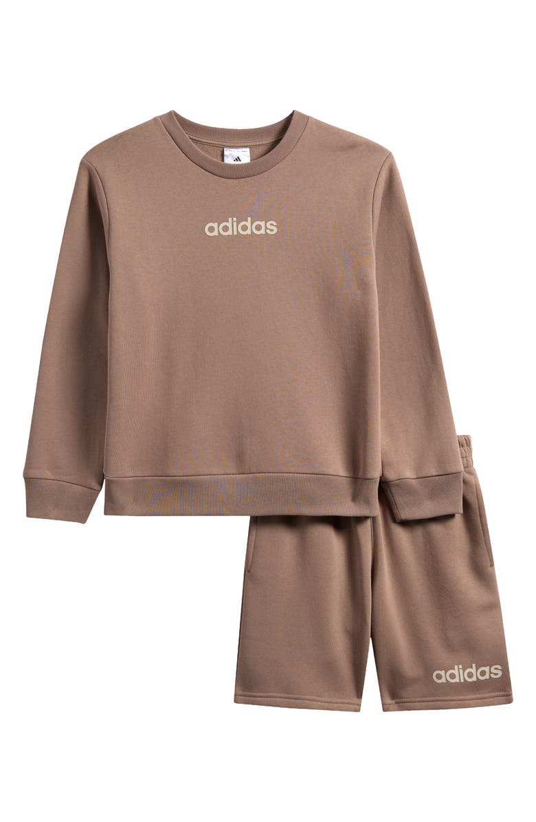 adidas Kids' Fleece Pullover Sweater & Shorts Set, Main, color, 