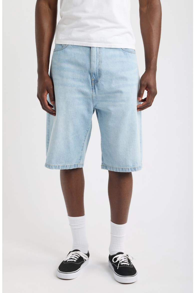 Landon Denim Shorts, Main, color, BLUE (HEAVY WORN BLEACHED)