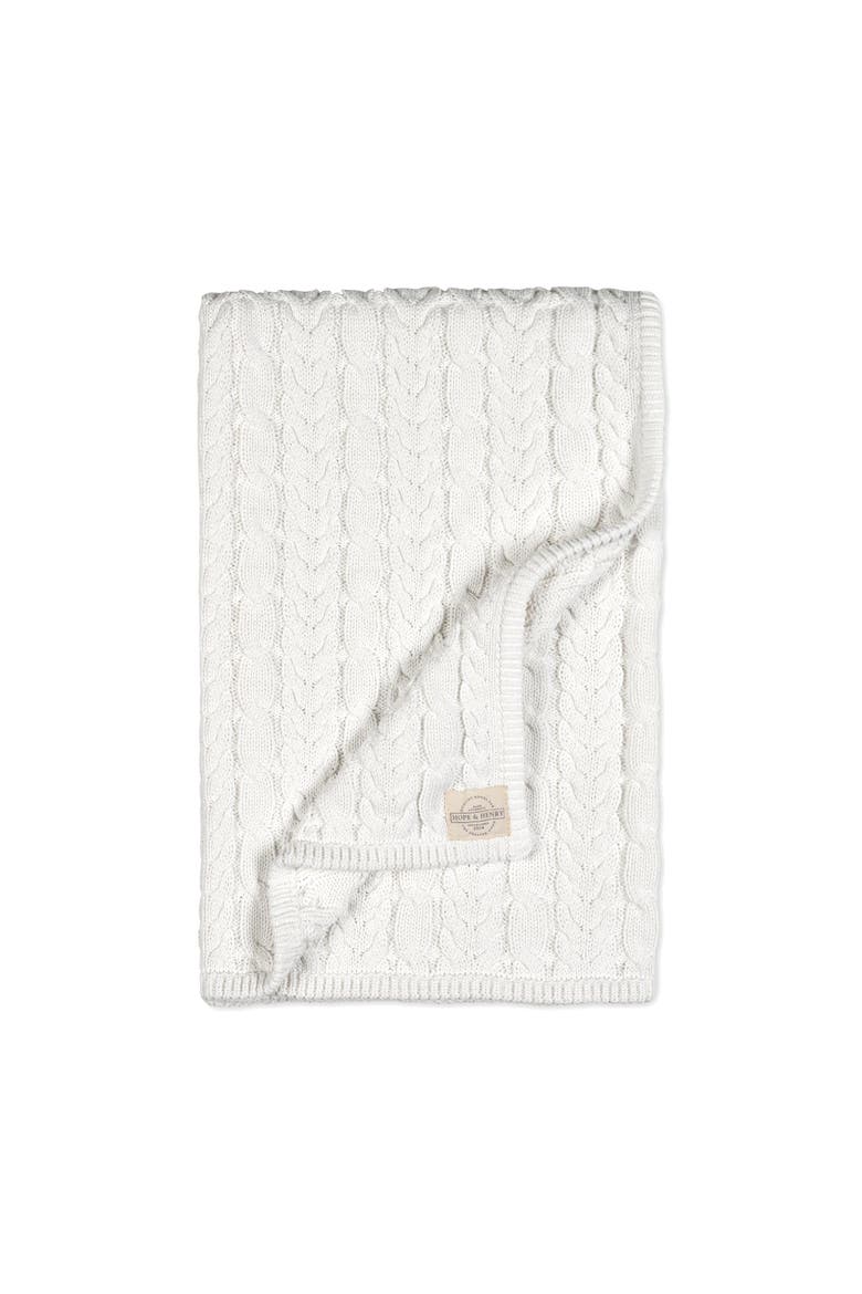 0 Organic Cable Knit Baby Blanket Unisex, Main, color, Soft White Cable