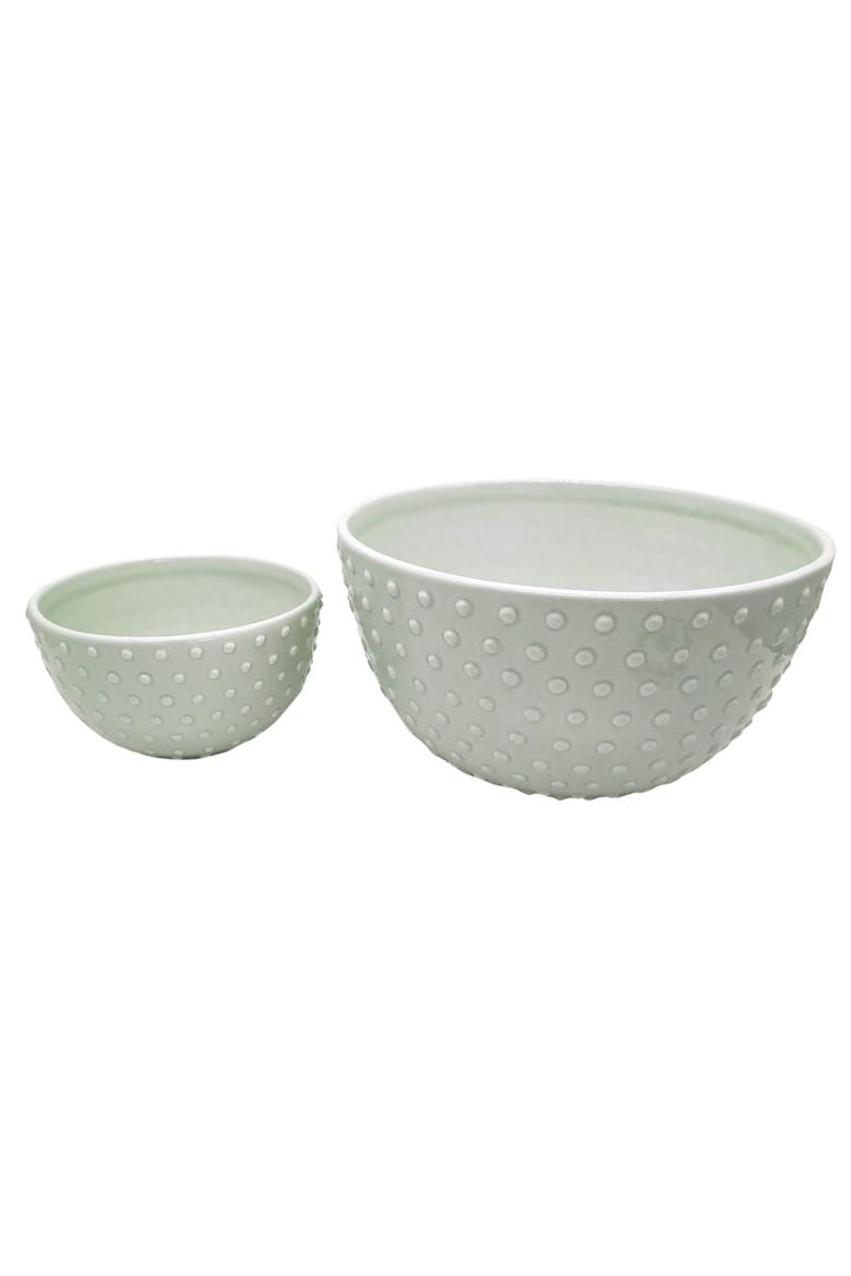 Dolomite 11 in. Off-White Hobnail Mixing Bowls Set of 2, Main, color, White