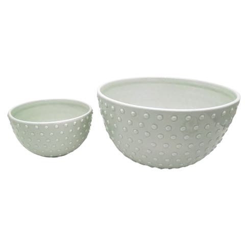 Dolomite 11 in. Off-White Hobnail Mixing Bowls Set of 2