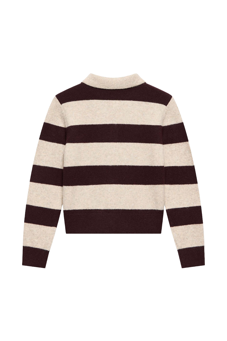 Striped Knit Jumper Collared Pullover Sweater with Long Sleeve, Alternate, color, Neutral