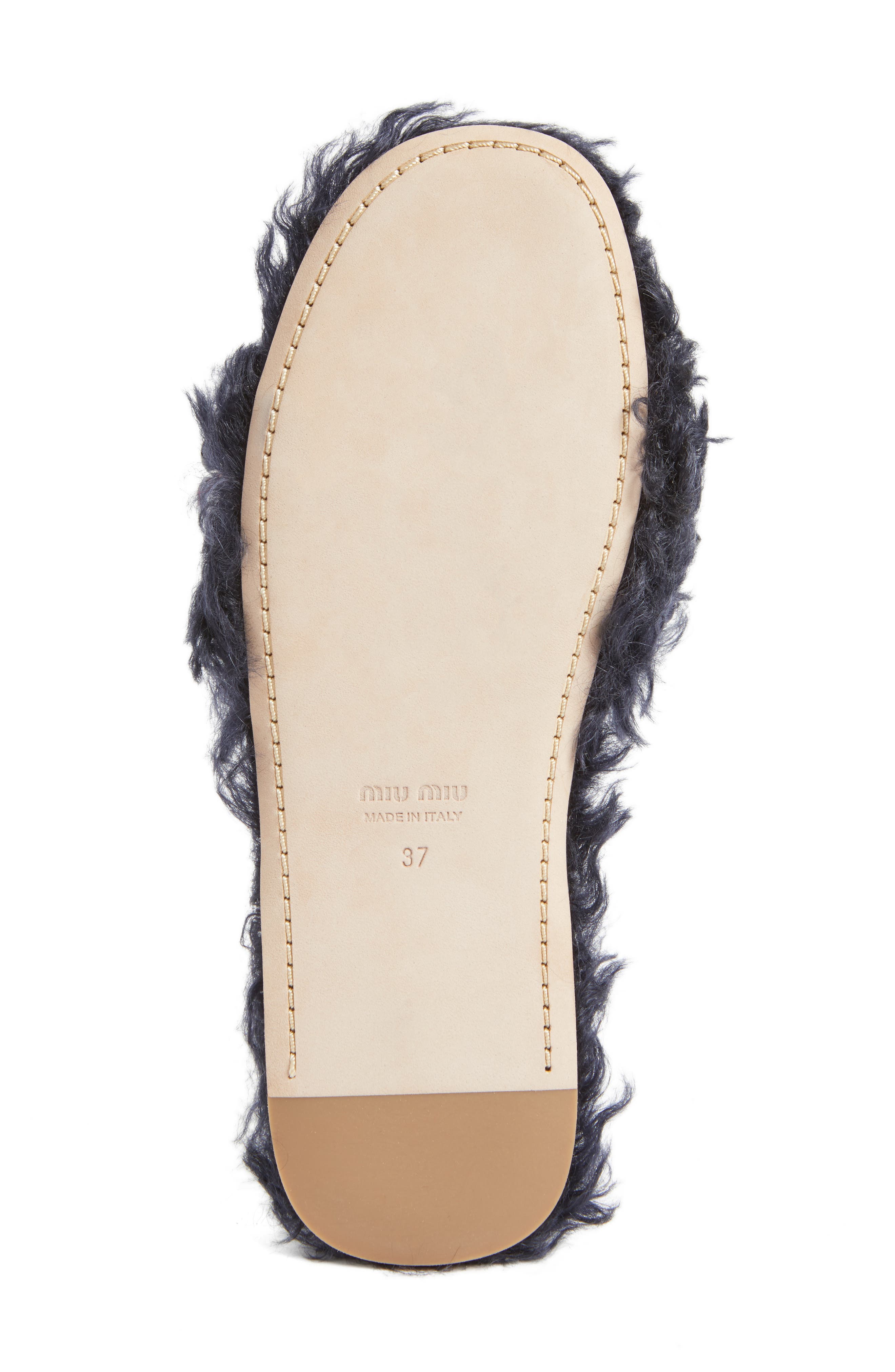 Miu Miu Embellished Faux Fur Slipper, Alternate, color, 