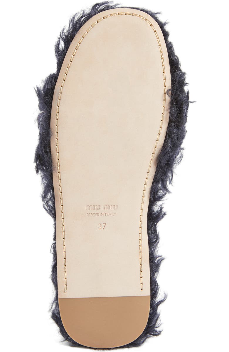 Miu Miu Embellished Faux Fur Slipper, Alternate, color,