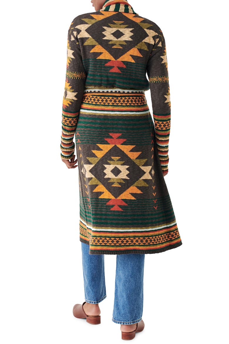Paloma Geometric Organic Cotton Longline Duster Cardigan, Alternate, color, EAGLE PEAK