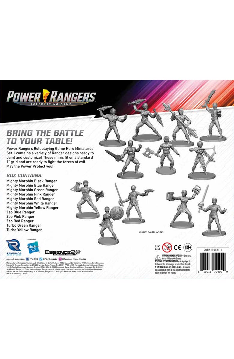 Renegade Game Studios Power Rangers Roleplaying Game Hero Miniatures Set 12pc, Alternate, color, Multicolored