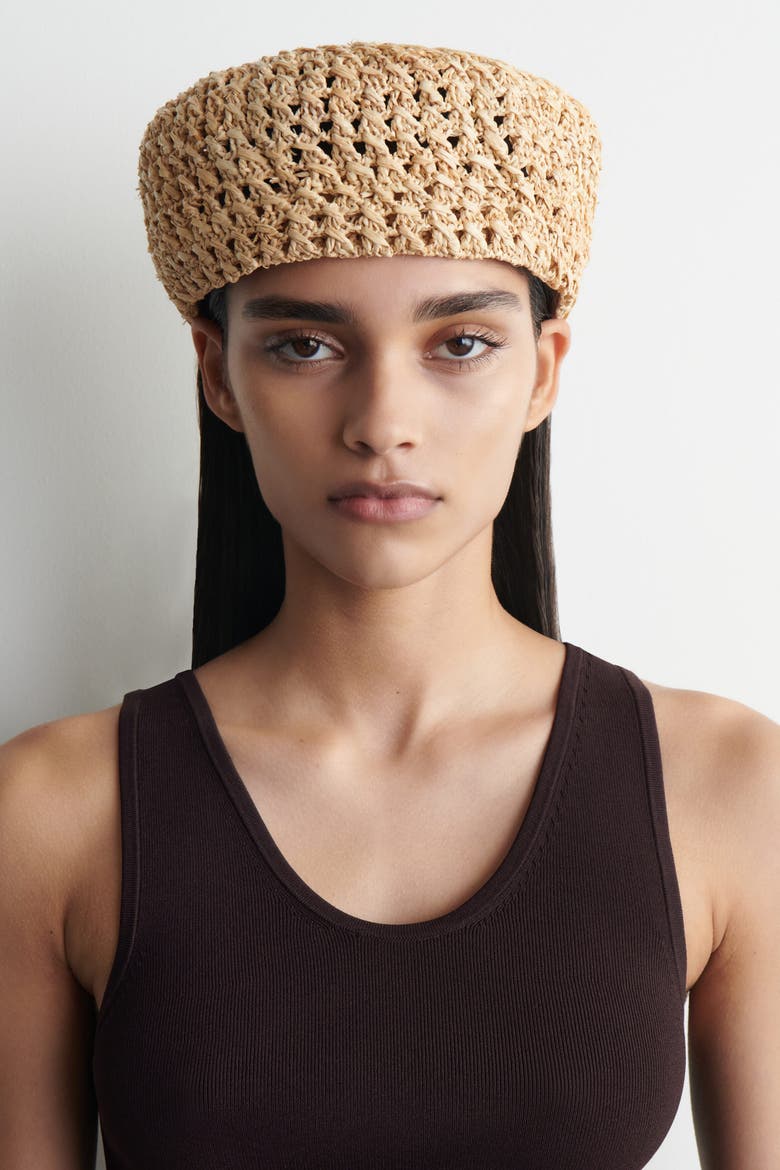 Raffia Beret, Alternate, color, BEIGE