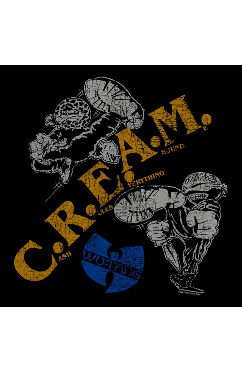 Wu-Tang Clan Men's Wu-Tang Clan Cream Kicks Distressed Logo Graphic T-Shirt, Alternate, color, Black