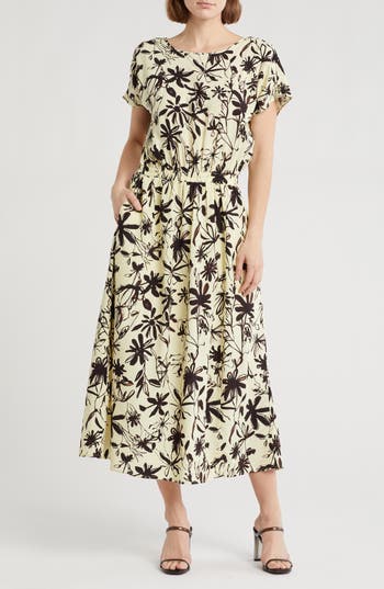 Melloday Geo Print Midi Dress In Yellow