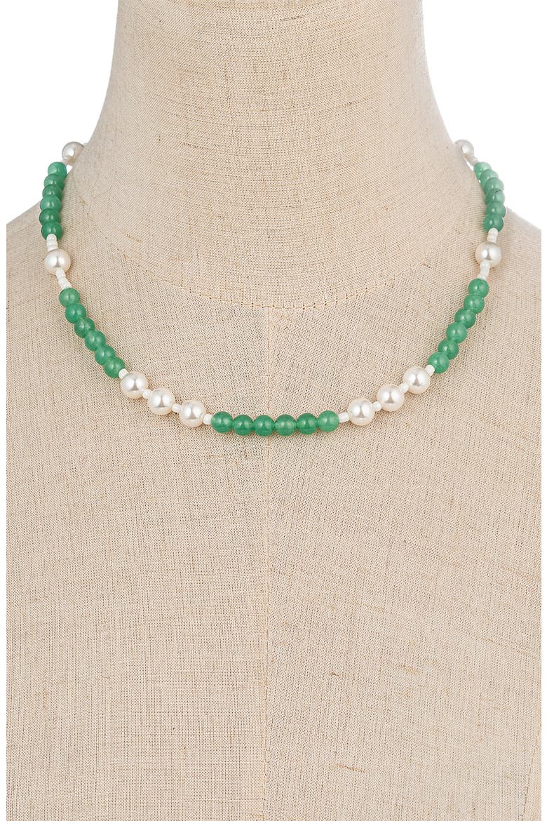 Zoe Faux Pearl Necklace, Alternate, color, GREEN