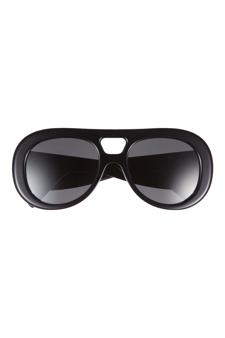 Bold 53mm Gradient Round Sunglasses, Main, color, SHINY BLACK / SMOKE