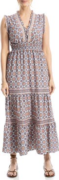 MAX STUDIO Smocked Fit & Flare Maxi Dress