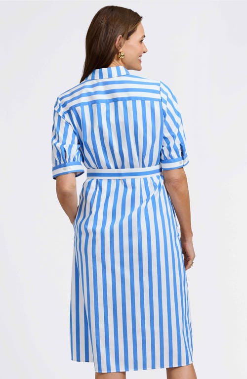 Foxcroft Esther Stripe Shirtdress In Cobalt Blue/white