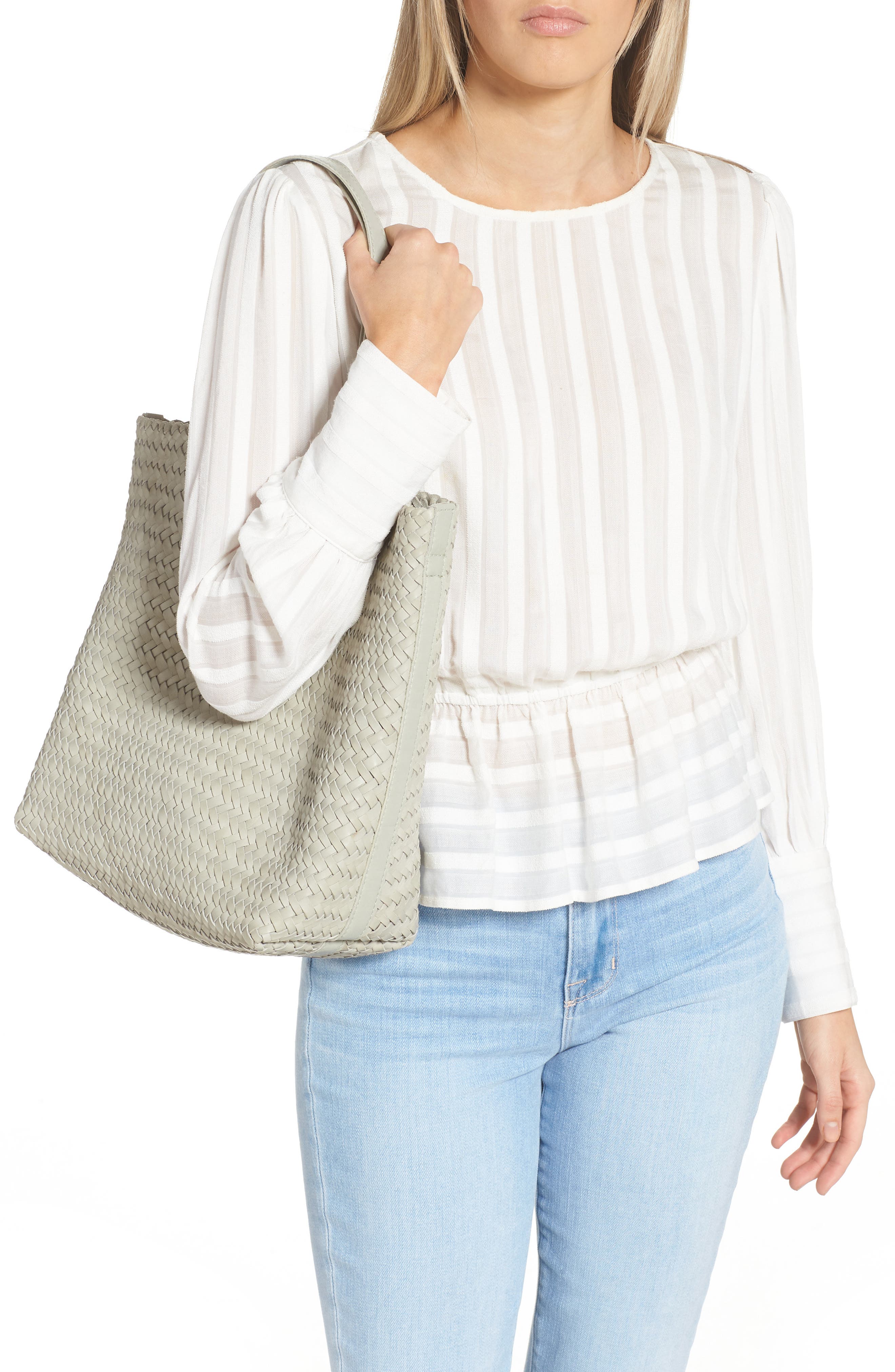 Madewell The Medium Transport Tote: Woven Leather Edition, Alternate, color, 