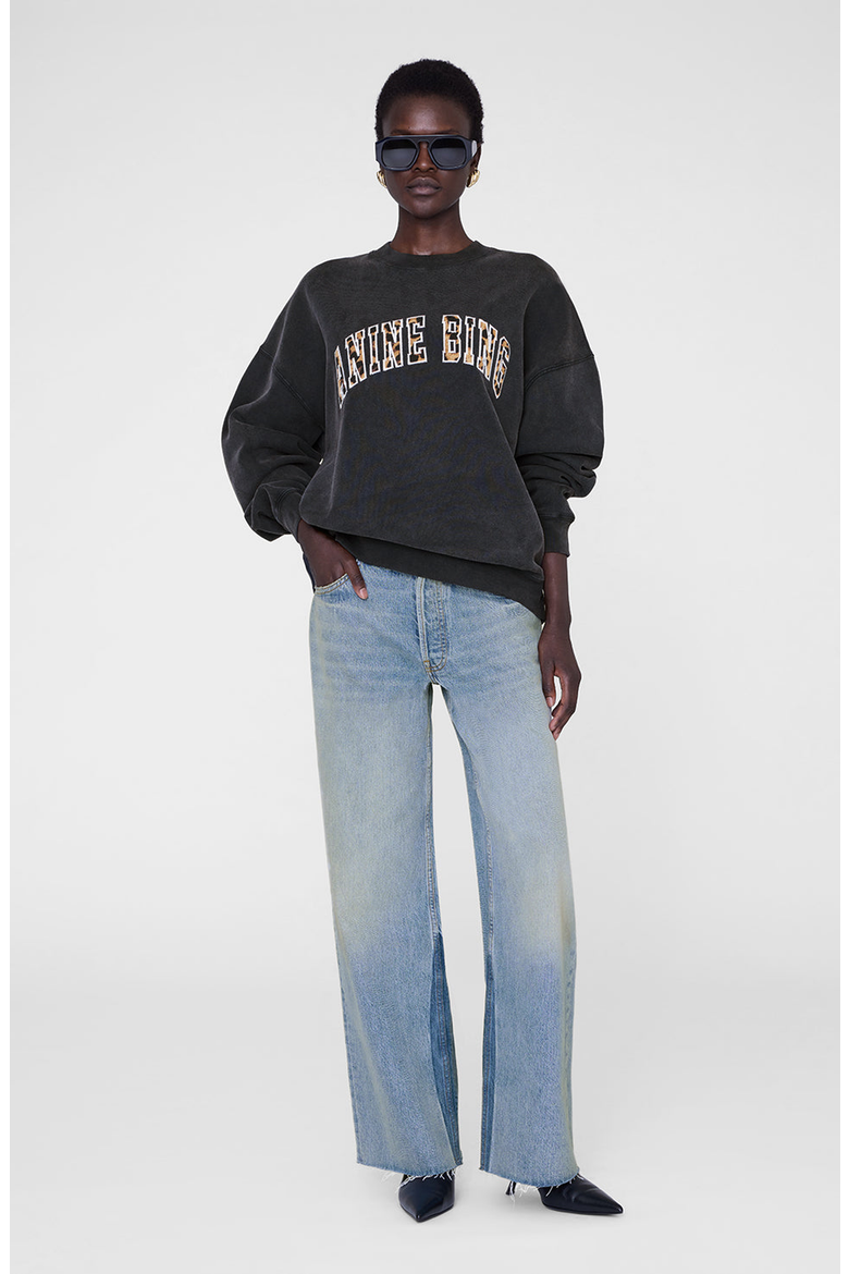 Miles Sweatshirt, Main, color, Washed Black - Leopard