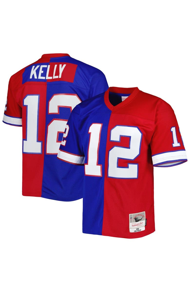 Mitchell & Ness Men's Mitchell & Ness Jim Kelly Royal/Red Buffalo Bills 1990 Split Legacy Replica Jersey, Main, color, Royal