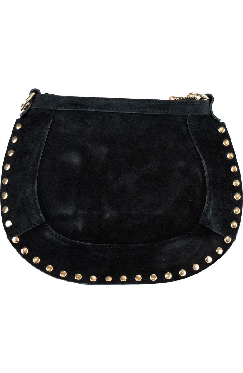 Persaman New York Adele Studded Suede Crossbody Bag, Main, color, Black