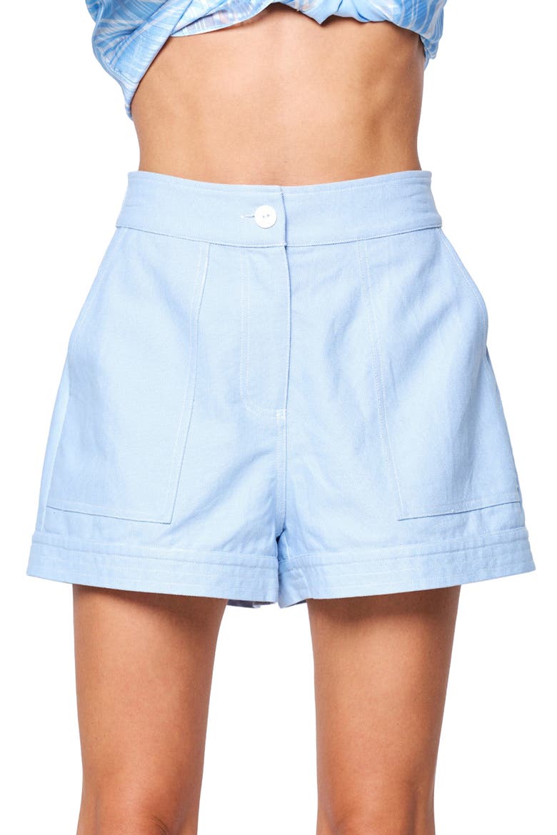 Awana Topstitched Shorts, Alternate, color, LIGHT BLUE